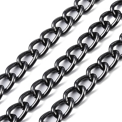 Gunmetal Aluminium Curb Chain, Unwelded, with Spool, Gunmetal, 19.5x14x3mm, about 49.21 Feet(15m)/Roll