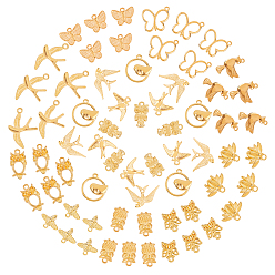 Golden Alloy Pendants, Mixed Shapes, Golden, 84pcs/box