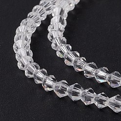 Clear Imitation Austrian Crystal 5301 Bicone Beads, Faceted Glass Beads Strands, Clear, 2x3mm, Hole: 0.5mm, about 160~180pcs/strand, 16.54 inch~17.32 inch(42~44cm)