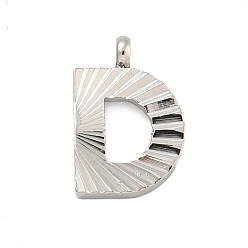 Letter D 304 прелести нержавеющей стали, гравированная фигурка ручной работы, полностью отполированный, цвет нержавеющей стали, Буква D, 13.5x9.5x2 мм, отверстие : 1.8 мм