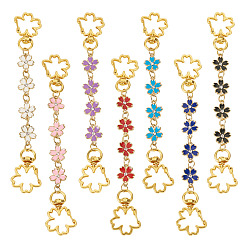 (52) Непрозрачная лаванда 7 шт 7 цвета сплав эмаль цветок звено сумка удлинительные цепи, с сплава шарнирного когтя омара застежками, золотые, разноцветные, 160 мм, 1 шт / цвет