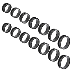 Черный 14шт. 7 размер унисекс наборы колец из нержавеющей стали с канавками, широкая полоса кольца, электрофорез черный, внутренний диаметр: 16~22.1 мм, прорезь: 4 мм, 2шт / размер