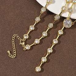 Плоский Круглый Ожерелья из латуни с прозрачными кубическими цирконами и паве, стойки покрытие, долговечный, без кадмия и без свинца, реальный 18 k позолоченный, плоско-круглые, 16.93 дюйм (43 см)