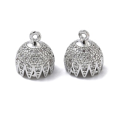 Платина Латунные микрофибровые подвески с кубическим цирконием, полукруглые прелести, без кадмия и без свинца, долговечный, стойки покрытие, платина, 12x10.5 мм, отверстие : 0.9 мм