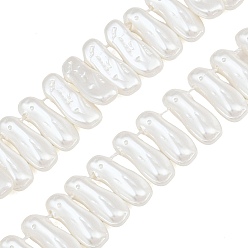 Weiß Galvanisierte Glasperlenstränge, Pipa-Perlen, unregelmäßig oval, weiß, 18x7x5.5~6 mm, Bohrung: 0.8 mm, ca. 69 Stk. / Strang, 16.34'' (41.5 cm)