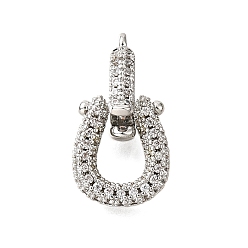 Платина Латунные микро проложить кубического циркония раз за застежками, без кадмия, без никеля и без свинца, U-образный, платина, 17 мм