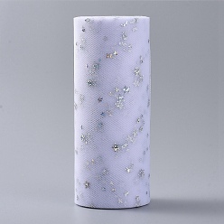 Белый Сетчатые ленты с блестками и пайетками, тюль ткань, Тюль-рулонная ткань для юбки, луна и звезда, белые, 6 дюйм (15 см), о 25yards / рулон (22.86 м / рулон)