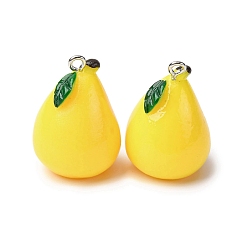 Желтый 3подвески из смолы, грушевые обереги, с железной платиной петлей, желтые, 27.5x19.5 мм, отверстие : 2 мм