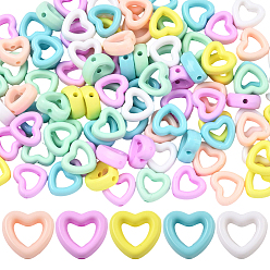 Сердце 100шт. акриловая рамка из бусин, разноцветные, сердце, 12.5x13.5x5.5 мм, отверстие : 1.8 мм