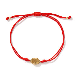 Virgin Brass Religion Link Adjustable Handmade Braided Nylon Red String Bracelets, Golden, Virgin, 11.02 inch(28cm)
