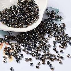 Goldenrod Metallic Colors Glass Seed Beads, Half Plated, Two Tone, Round, Goldenrod, 8/0, 3x2mm, Hole: 1mm