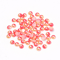 Оранжево-Красный Имитация жемчуга кабошонов акриловые, купол, оранжево-красный, 3x1 мм , около 10000 шт / мешок