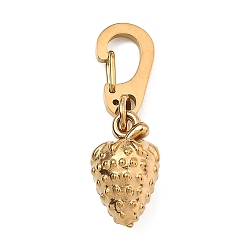 Золотой 304 Подвеска в виде клубники из нержавеющей стали с застежкой-карабином, ионное покрытие (ip), золотые, 28 мм