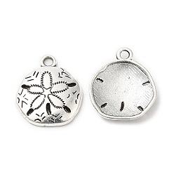 Antique Silver Tibetan Style Alloy Pendants, Flat Round, Antique Silver, 18.5x16x2.5mm, Hole: 1.8mm