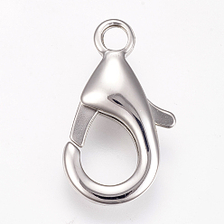 Stainless Steel Color 304 Stainless Steel Lobster Claw Clasps, Parrot Trigger Clasps, Stainless Steel Color, 21x13.5x4.5mm, Hole: 2mm