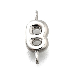 Letter B Подвески из латуни, без свинца и без кадмия, долговечный, стойки покрытие, платина, В письме, 13x5.5x2.5 мм, отверстие : 1.2 мм