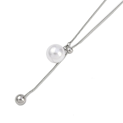 Нержавеющая Сталь Цвет 304 из нержавеющей стали цепи змея ожерелья, круглые пластиковые ожерелья с подвесками-кисточками из искусственного жемчуга, цвет нержавеющей стали, 28.50 дюйм (72.4 см)