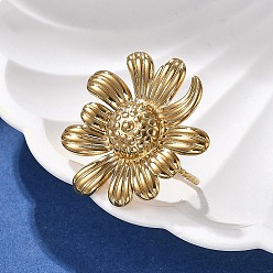 Золотой Цветок 304 открытая манжета из нержавеющей стали для женщин, золотые, Цветок: 25x27.5 мм, внутренний диаметр: регулируемый