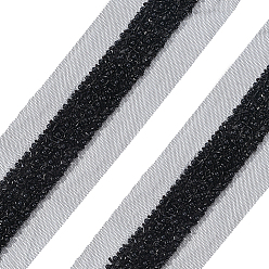 Negro Adorno de encaje de gasa con cuentas de poliéster y plástico, coser ropa, negro, 2-1/2 pulgada (64 mm)
