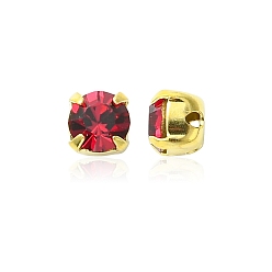 90110 Ruby Preciosa® maxima crystal в пришивной чашке, чешский хрусталь, с настройками латуни, 719 35 021 шатон (круглый), золотые, 90110 рубин, ss 16 (3.8~4 мм)