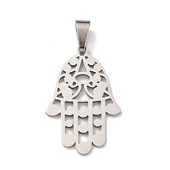 Нержавеющая Сталь Цвет Религия 201 подвески из нержавеющей стали, hamsa hand charms, цвет нержавеющей стали, 27.5x17.5x11 мм, отверстие : 7x3 мм
