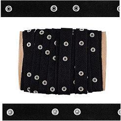 Черный Хлопковые ленты, с латунными пуговицами, плоский, чёрные, 3/4 дюйм (20x4 мм), около 10.00 ярдов (9.14 м) / комплект