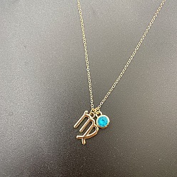 Дева Ожерелья из сплава аквамарина и стразов в виде созвездия для женщин и мужчин, золотые, Дева, 15.75 дюйм (40 см)