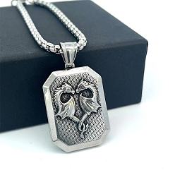Нержавеющая Сталь Цвет Длинное подвесное ожерелье из нержавеющей стали с изображением дракона и мифологической фигурки Медузы.