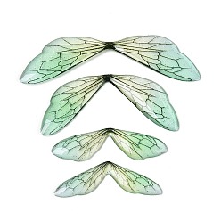 Аквамарин 3 шт. прозрачных кабошонов из эпоксидной смолы в виде крыльев бабочки, с блеском порошок, аквамарин, 16.5x59.5x2 мм