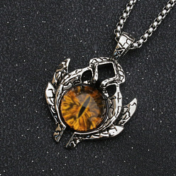 Перу Кулон из сплава сглаза и паве из стекла 667 ожерелья из нержавеющей стали для мужчин, античное серебро, Перу, 23.62 дюйм (60 см)