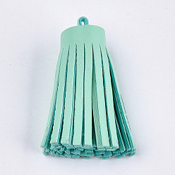 Medium Spring Green PU Leather Tassel Big Pendants Decorations, Medium Spring Green, 53~56x14~17mm, Hole: 2mm
