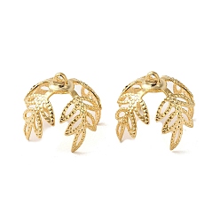 Настоящее золото 24K Шапочки и конусы для бусин, латунные, цветок, реальный 24 k позолоченный, 13x16 мм, отверстие : 1 мм