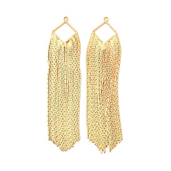 Настоящее золото 18K Латунь кисточкой большие кулоны, долговечный, без никеля , реальный 18 k позолоченный, 59x13.5x1 мм, отверстие : 1.2 мм