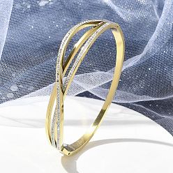 Настоящее золото 18K Ионное покрытие (ip) 304 браслеты из нержавеющей стали, полимерной глины, страз, для женщин, реальный 18 k позолоченный, Внутренний диаметр: 4.8~5.1x5.8~6 cm
