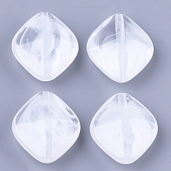 Weiß Acryl-Perlen, Nachahmung Edelstein, Karo, klares Weiß, 22.5x19x8.5 mm, Bohrung: 1.6 mm, ca. 300 Stk. / 500 g