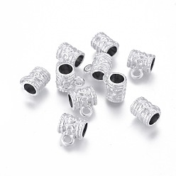 Silver Column Hangers Links, Bail Beads, Silver, 11x9x7mm, Hole: 2mm, Inner Diameter: 5mm