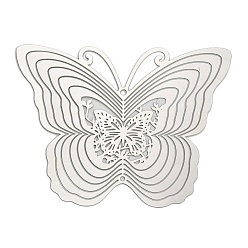 Нержавеющая Сталь Цвет 201 подвески для соединителей из нержавеющей стали, вырезанные лазером, ссылки бабочки, гравированные металлические украшения, не тускнеет, цвет нержавеющей стали, 76.5x100x0.3 мм, отверстия : 2 mm и 2.5 мм