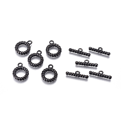 Electrophoresis Black 304 Застежки-рычаги из нержавеющей стали с ионным покрытием (IP), для изготовления ювелирных изделий DIY, электрофорез черный, Кольцо: 19x15x3 mm, отверстие : 2.5 мм, внутренний диаметр: 9 мм, бар: 21x6.5x3 mm, отверстие : 2 мм