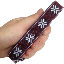 Темно-Красный 6.8m жаккардовая лента с цветочным рисунком в этническом стиле из полиэстера, темно-красный, 3/4 дюйм (20 мм), около 7.44 ярдов (6.8 м) / рулон