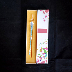 Темно-Голубой Стеклянная ручка с серебряной фольгой для письма, глубокое синее небо, 184x6 мм