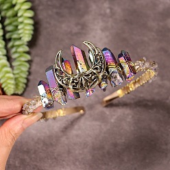 Лабрадорита Натуральные гальванизированные хрустальные ободки для волос, с лабрадоритовой крошкой, корона для волос, для женщин девушек, 270x180x30 мм