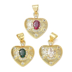 Mixed Color Brass Pave Cubic Zirconia Pendants, Heart Charms, Lead Free & Cadmium Free, Long-Lasting Plated, Rack Plating, Real 18K Gold Plated, Mixed Color, 18x15x6mm, Hole: 5x3.5mm
