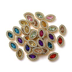 (52) Непрозрачная лаванда Акриловые кабошоны со стразами, с абс пластмассовым, плоский зад, лошадиный глаз , разноцветные, 16.5x11x4.5 мм