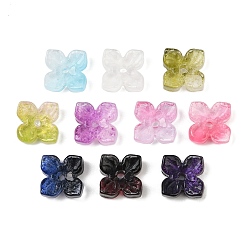 (52) Непрозрачная лаванда Краска для выпечки и стеклянные бусины, инкрустированные золотым металлом, цветок, разноцветные, 10.5x8x3.5 мм, отверстие : 1.4 мм