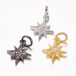 (52) Непрозрачная лаванда Латунные микро проложить кубического циркония прелести, звезда, разноцветные, 14x12x2 мм, отверстие : 4 мм