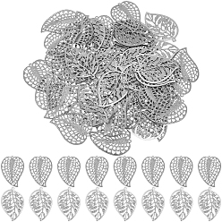 Платина 60 шт. 2 стили железные украшения из листьев, для рождественской вечеринки украшения дома, платина, 54~60x40x0.5~1.5 мм, 30 шт / стиль