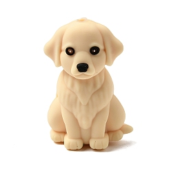 Бежевый Силиконовые бусины, фокусные бусы, собака, бежевые, 31x20.5x15 мм, отверстие : 2 мм