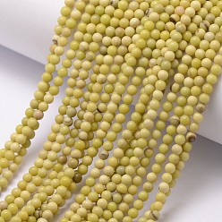 Butter Jade Natural Butter Jade Bead Strands, Round, 3~3.5mm, Hole: 0.7mm, about 115~125pcs/strand, 16 inch