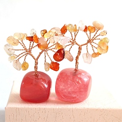 Red Agate Натуральные красные агатовые чипсы дерево жизни украшения, Медная проволока, энергетический камень фэн-шуй, подарок для женщин и мужчин, медитация, 20~50x50~80 мм