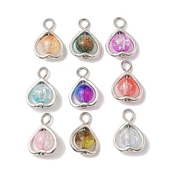 (52) Непрозрачная лаванда Прозрачный акрил с трещинками и подвесками из сплава, сердце, разноцветные, 19x13x8 мм, отверстие : 3 мм